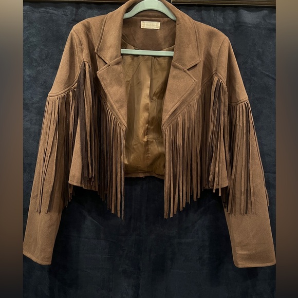 Altar'd State Jackets & Blazers - Altar’d State Boho Brown Western Fringe Jacket, Faux Suede size Medium